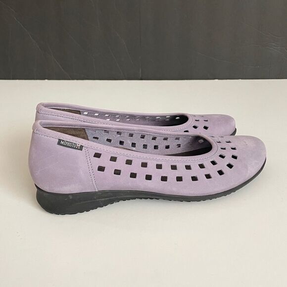 Mephisto Francia Nubuck Leather Perforated Ballet Flats Size 10 - Picture 2 of 15